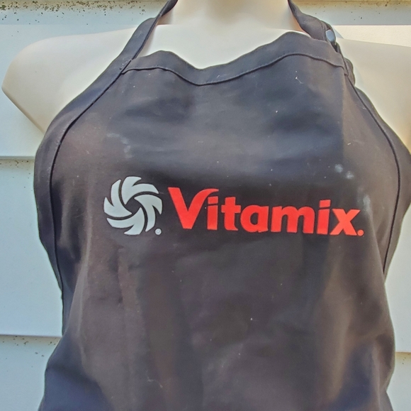 Vitamix Blender Black Long Pockets Apron Slogan Adjustable Neck Tie Back - Picture 2 of 7